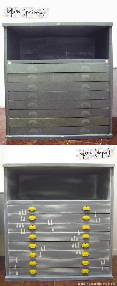 Cassettiera BeforeAfter high500px  Old chest of drawers restyled: Before and After (little sneak peek from my new Studio/Lab)