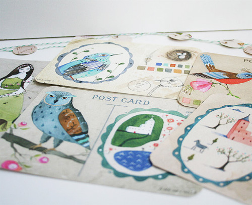 Lily Moon handmade illustrated postacards  Lily Moon and her illustrated tiny things