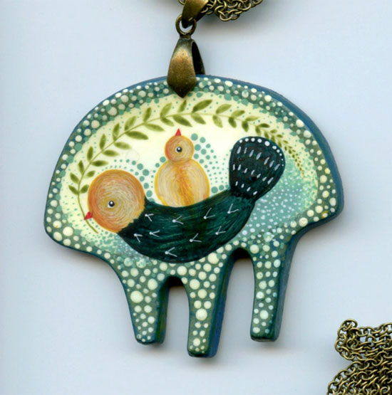 Paperclay necklaces 7 by Elsa Mora  Paper clay pendants by Elsa Mora
