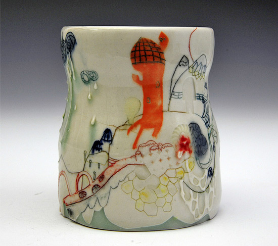 Handmade ooak ceramic mug by Michelle Summers Imaginative Bloom  Hand painted OOAK ceramics by Michelle Summers