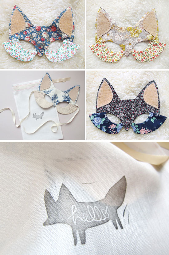 Handmade sewn fox masks by Lucille Michieli  Lucille Michieli – Fox masks and screen printed illustrations